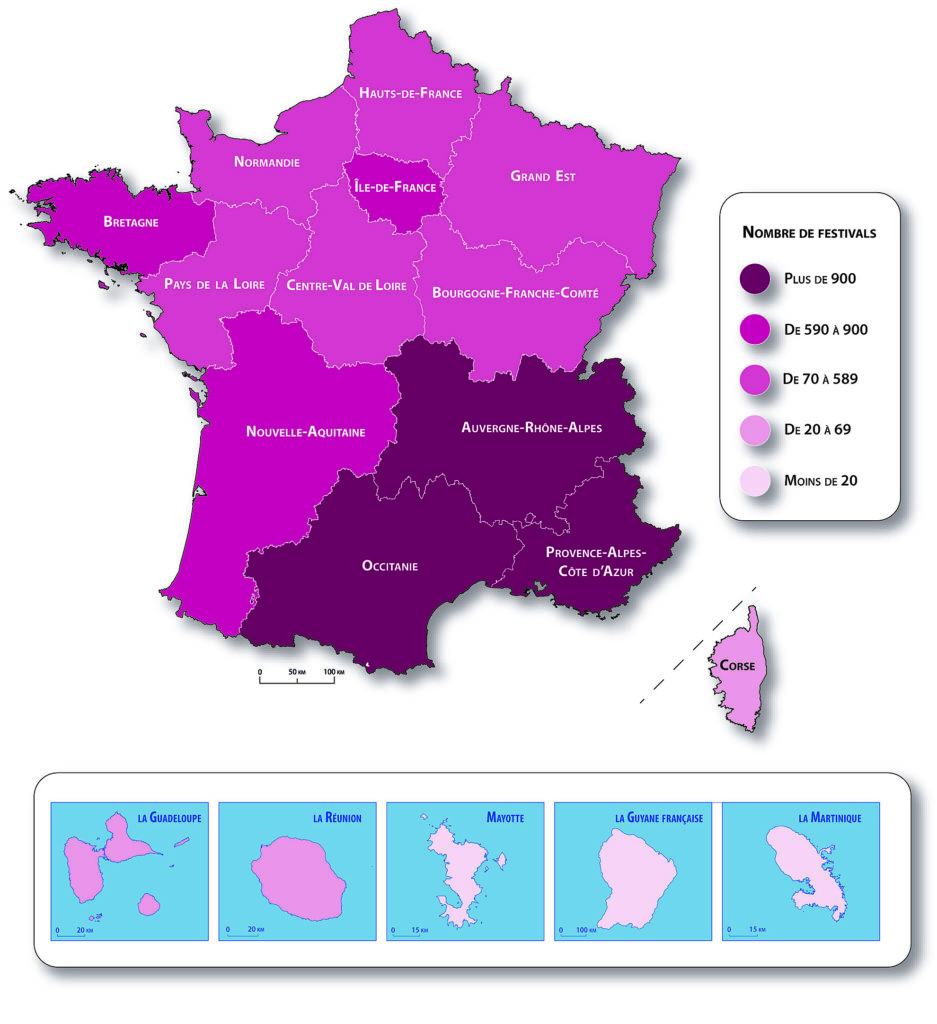 densité de l'offre festivalière régionale