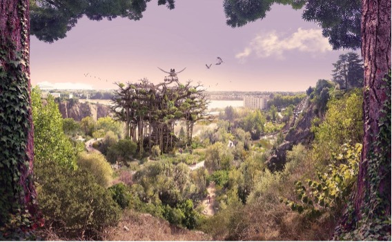 Image de synthèse d'un paysage.